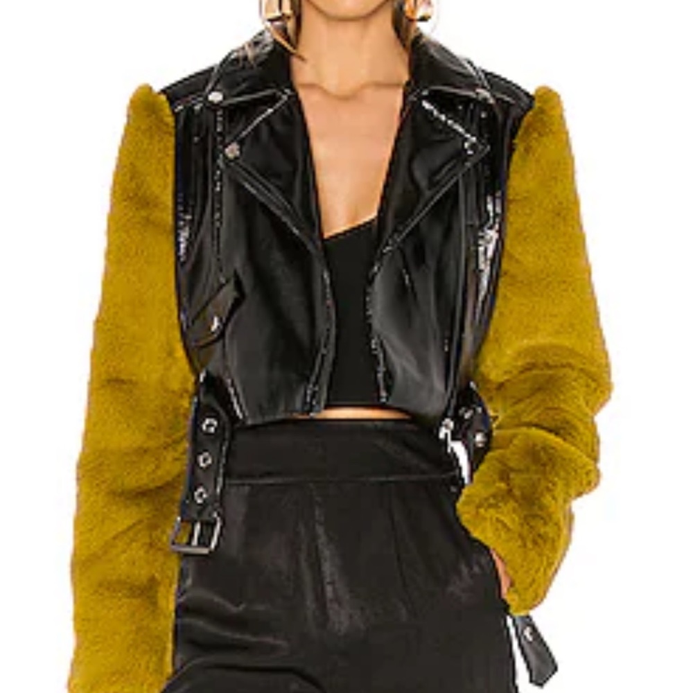 Florencia Moto Jacket in Black & Olive